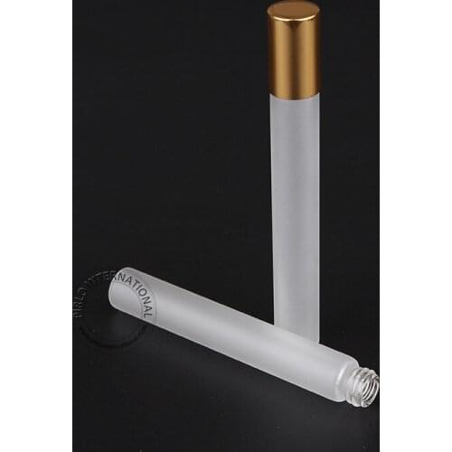 10ml High Quality Frosted Glass Roll On Bottles Empty Refillable Perfume Containers Portable Glass Vials Golden Lid Makeup Tools