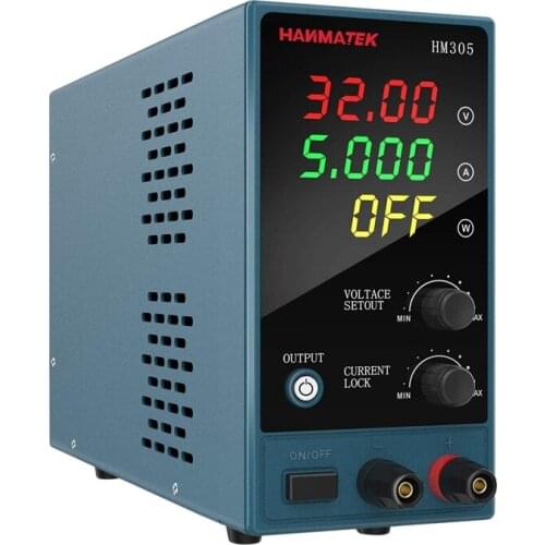 HANMATEK 30V 5A DC Power Supply Adjustable 4 Digit Display Mini Laboratory Power Supply Voltage Regulator HM305 with EU Plug