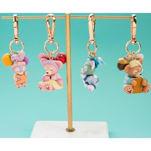 Korean Soft Cute 3D Doll Keychain Mini Cartoon Mobile Phone Pendant Car Key Ring Couple Lovers Bag Lanyard Girl Gift Kawaii Toy