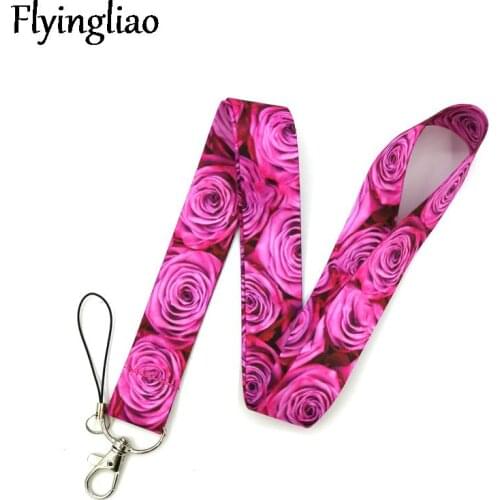 Red Pink Rose Women Lanyard for Keys Phone Cool Neck Strap Lanyard for Camera Whistle ID Badge Cute webbings ribbons Gifts
