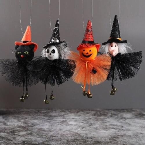 Halloween Doll Bar Decor Pumpkin Ghost Witch Black Cat Pendant Scary Halloween Kids Gift Happy Halloween DIY Party Decor
