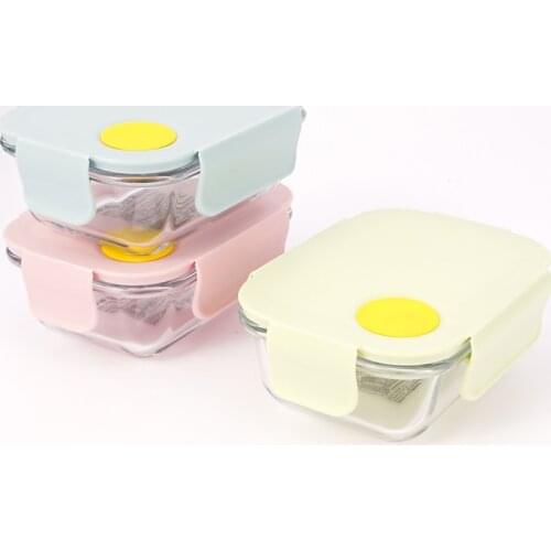 Lunch Box 410ml Leakproof Glass Rectangular Fresh-keeping Box Microwave Food Container Tableware Kitchen Tool