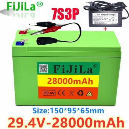 24V 28Ah 7S3P 18650 Li-ion Battery Pack 29.4V 28000mAh Electric Bicycle Moped /Electric/Lithium Ion Battery Pack+ 2A Charger