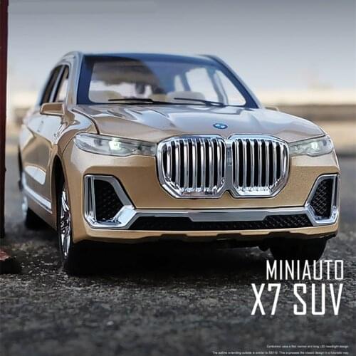 1:24 BMW X7 SUV Alloy Car Model Diecasts & Toy Vehicles Metal Toy Car Model Collection Sound and Light Simulation Childrens Gift