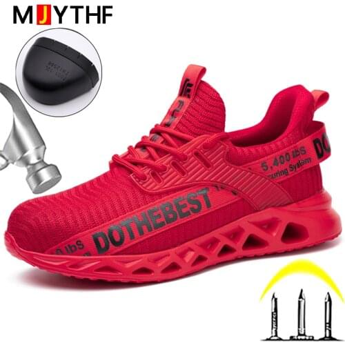 Fashion Work Safety Shoes For Men Women Anti-smash Anti-puncture Work Shoes Sneakers Steel Toe Shoes Light Comfort Safety Boots