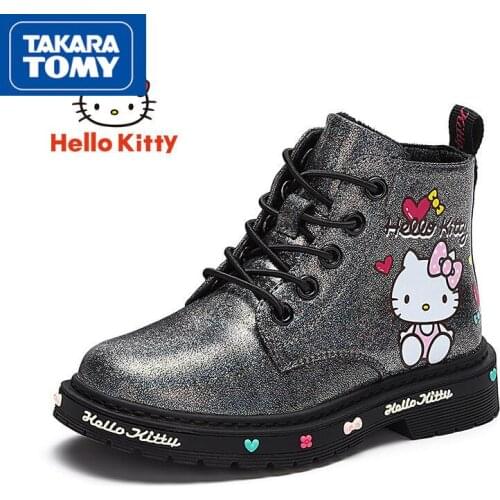 TAKARA TOMY fashion cute cartoon Hello Kitty Martin boots simple and comfortable casual plus velvet childrens short boots