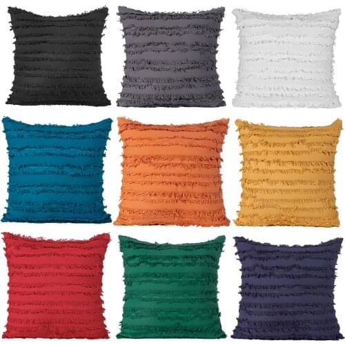 Cotton Linen Solid Color Bohemian Stripe Jacquard Home Sofa Room Cushion Cover