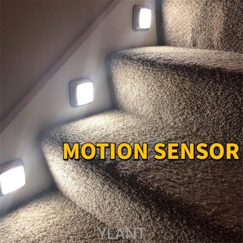 Ylant New Arrivals Battery 6Led Square Motion Sensor Night Light PIR Induction Under Cabinet Lights Stairs Kitchen Closet Lamp