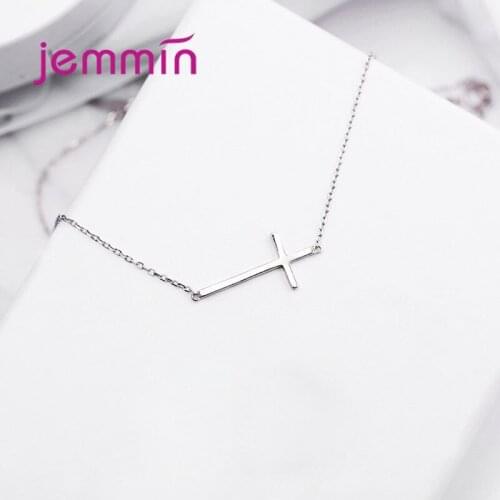 Korean Simple Fashion Cross Chain Pendant Necklaces For Women Luxury Ladies 925 Sterling Silver Jewelry Necklace Birthday Gifts