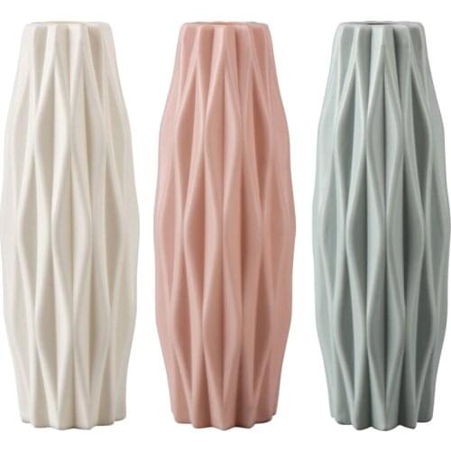 Plastic Dried Vase Nordic Flower Arrangement Container Flower Vase Imitation Ceramic Flower Pot Withe Pink Blue