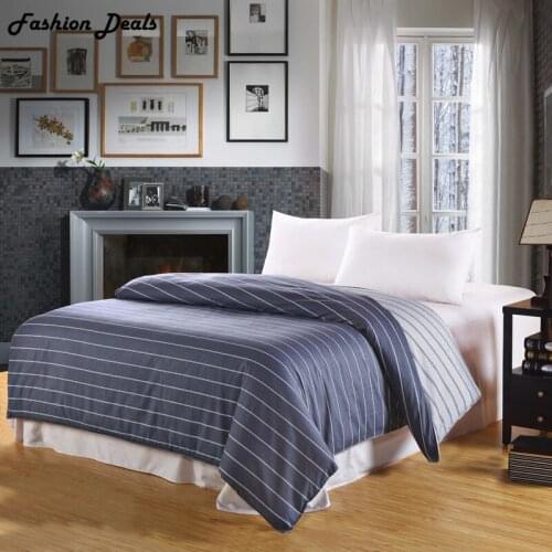 2020 Modern Simple Adult Blue Stripes Duvet Cover 100% Cotton Quilt Cover 160x210cm/180x220cm/200x230cm Bedclothes Bed Linen