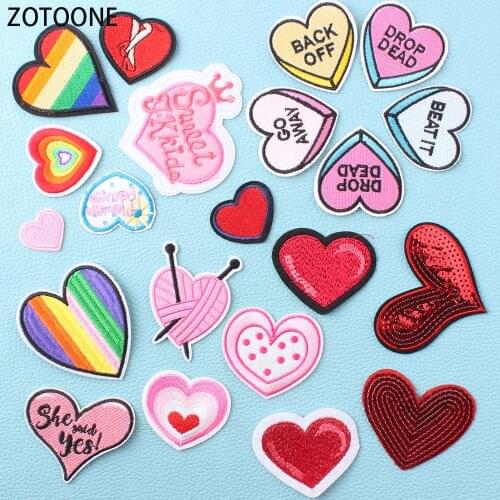 ZOTOONE Colorful Heart Patches for Clothing Wild Clothes Patch Applications Diy Badges Hand-make Sewing Appliques for Garments E
