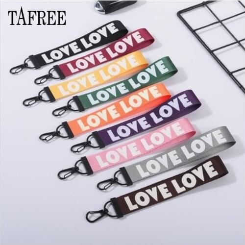 TAFREE LOVE LOVE 9 Colors Neck Wrist Strap Webbing Keychain ID Holder Lanyard Mobile Phone Ribbon Key Belt Accessories