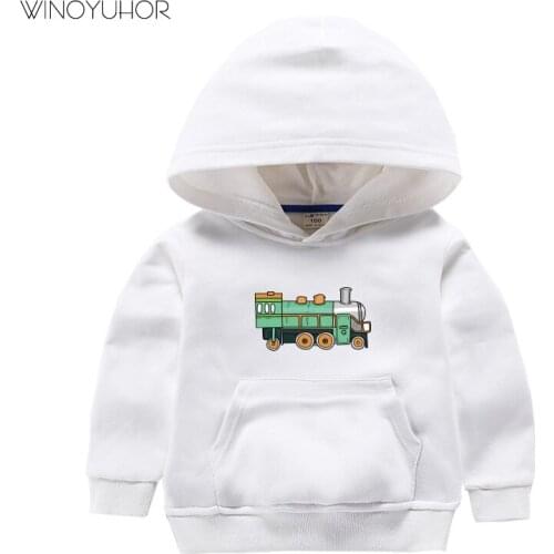 Newest Cartoon Train Print Kids Hoodies Winter Fashion Boy Girl Pullover Child Streetwear Costume Sweatshirt