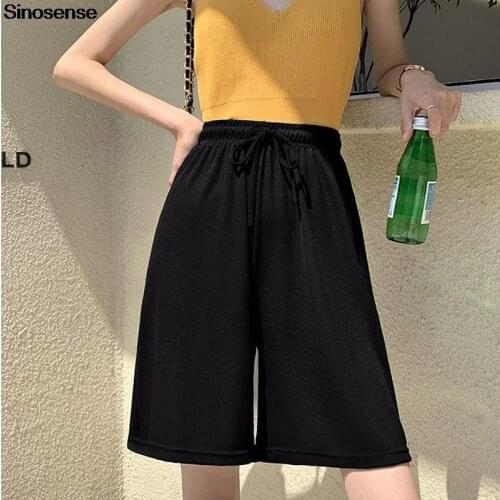 Shorts Women Knee-length Summer Beach Loose Streetwear Harajuku Wide-leg Workout Running Sports Shorts Solid Black Biker Shorts