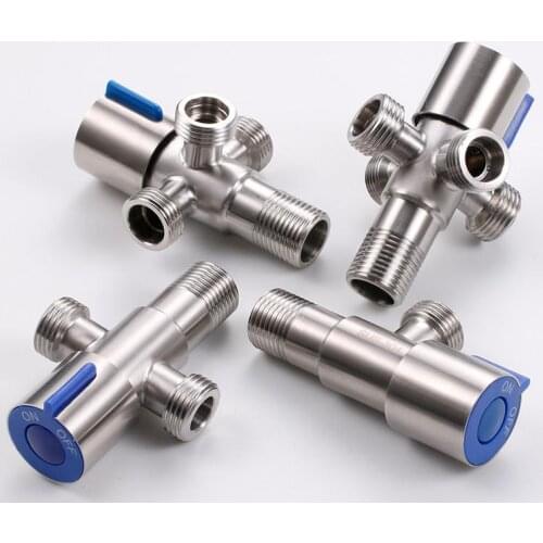 1 Pcs G1 / 2 '' 304 Stainless Steel Triangle Valve Cold And Hot One Into Four Out Inlet Toilet Water Heater Bathroom Accessories