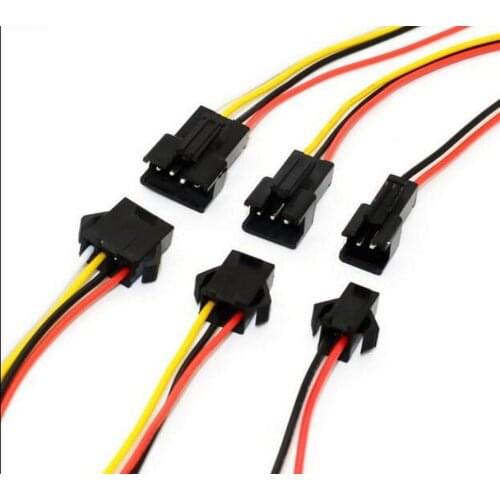 10 Pair=10 Female+10 male Micro SM 2.54 2P 3P 4Pin Male & Female Plug Connector With Wire Cables Length: 200mm