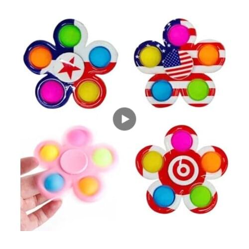 100pcs/lot Fidget Spinner Tie-Dye Simple Dimple Push Poppers Bubble Hand Fingertip Gyro Stress Relief Adhd Kids Focus