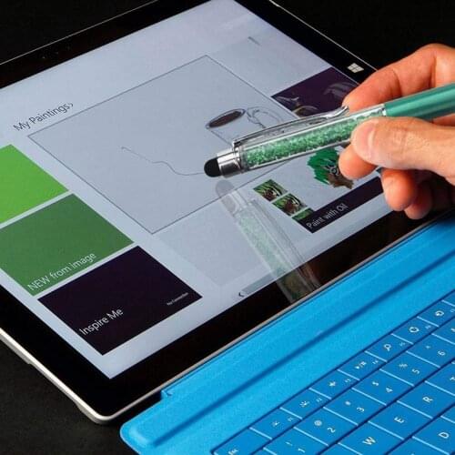 16 Pcs Black Ink Crystal Pens Stylus Diamond Ballpoint Pens for Capacitive Press Screen with 20Pcs Replacement Refills