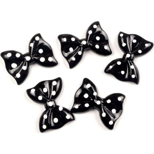 20Pcs Black Dot Bowknot FlowerResin Decoration Crafts Beads Frame Flatback Cabochon Scrapbook DIY Embellishments Accessories