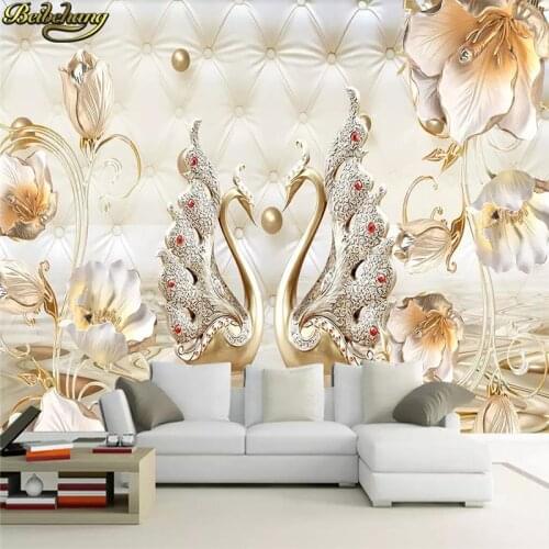 Beibehang Custom wallpaper murals European swan jewelry flowers soft package TV background wall papers home decor 3d wallpaper