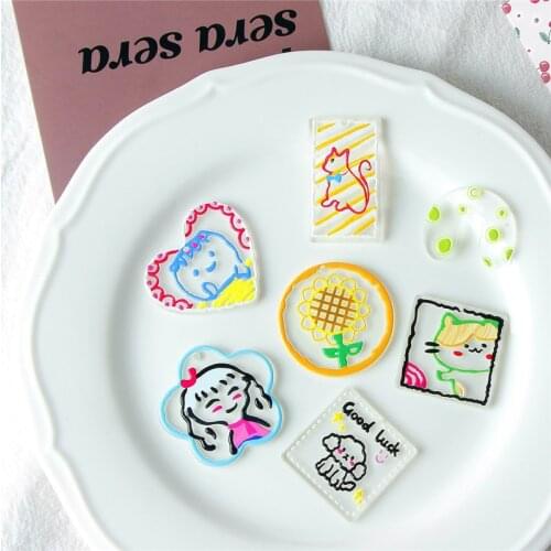40pcs/lot girls/flowers/animals Relief effect pattern geometry transparent acrylic beads diy earring/garment accessory