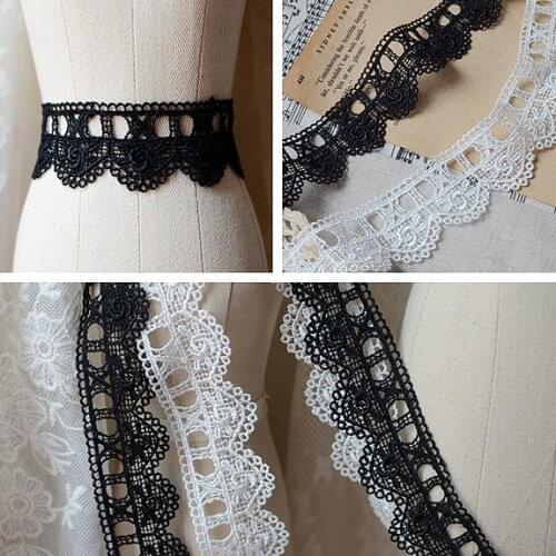 5 Meters Flower Embroidered Polyester Venise Lace Free Shipping White/Black Lace Embellishment Applique Trims Sewing Supplies