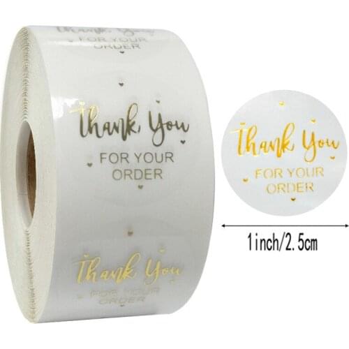 50-500pcs 2.5 cm THANK you for your order sticker for envelope sealing labels sticker golden transparent gold stationery supply