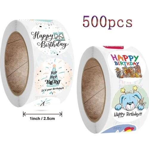 QIduo 500Pcs Cute Happy Birthday Stickers Animal Gift Kawaii Seal Label stickers for Kid Stationary Package aesthetic Stickers
