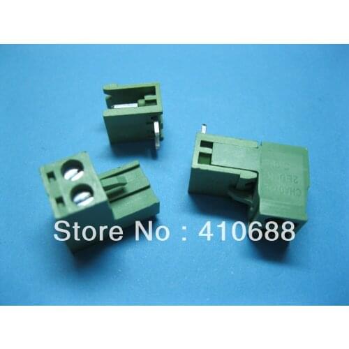 500 Pcs Angle 2way/pin Pitch 5.08mm Screw Terminal Block Connector Pluggable Type Green 2EDCK-2EDCR-5.08
