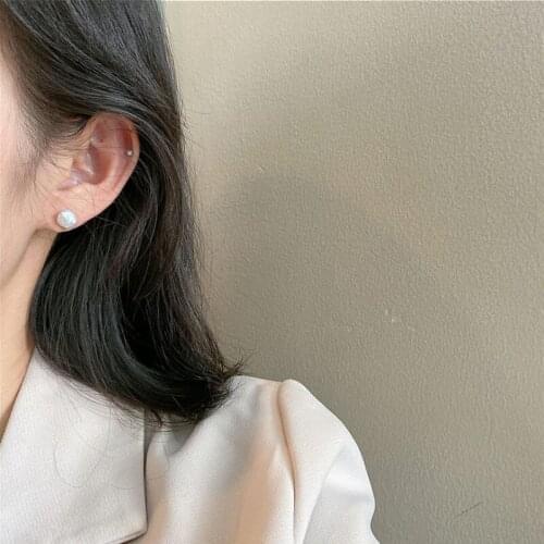 925 Sterling Silver Freshwater Baroque Pearl Earrings Design Simple and Individual Sweet Earrings Korean Female Earrings