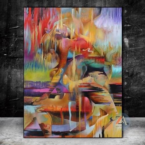 Abstract lover embracing canvas art print graffiti art wall painting print canvas art painting