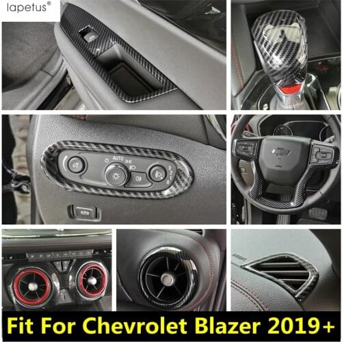 Carbon Fiber Look Accessories For Chevrolet Blazer 2019 - 2021 ABS Steering Wheel Gear Dashboard Air AC Vent Cover Trim Interior