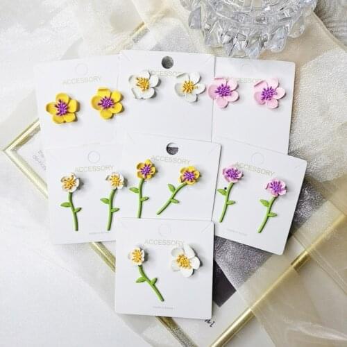 DoreenBeads Daisy Flower Leaves Clay Ear Jacket Stud Earrings Multicolor For Women Summer Holiday Pendientes Jewelry , 1 Pair