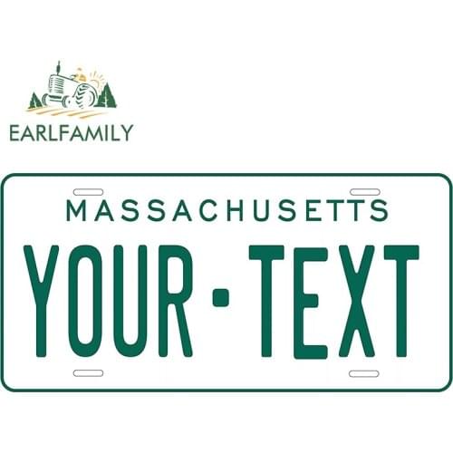 EARLFAMILY 25cm x 12.1cm for Massachusetts License Plate Vinyl Car Stickers Waterproof Personality Motorcycle Helmet Decal