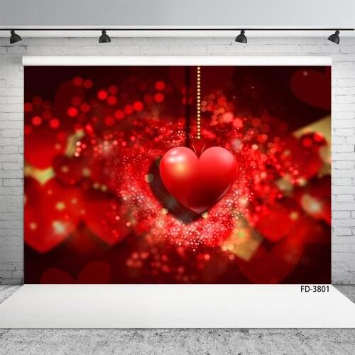 Red Hearts Flare Bokeh Photo Backgrounds Vinyl Cloth Backdrops for Lovers Valentines Day Wedding Photophone Photography Props