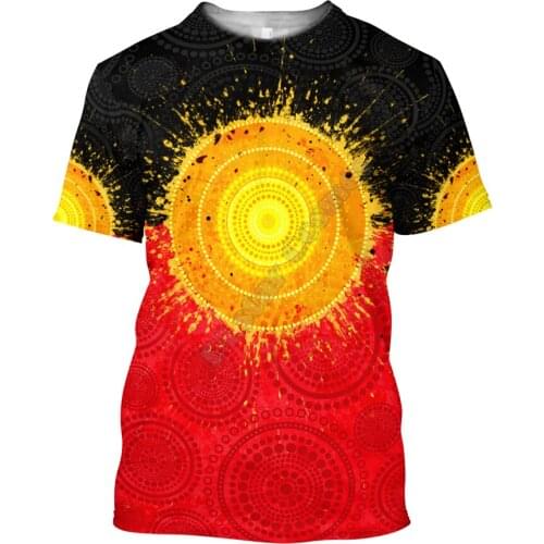 Aboriginal Flag Indigenous Sun Painting Art 3D Printed t shirts for men and women Summer Casual Tees T-shirt