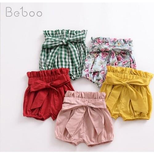 Ins Summer Children Shorts Baby Girl Clothes 2021 Cute Harem Shorts With Flower For Kids Toddler Casual Cotton Clothing Infantil