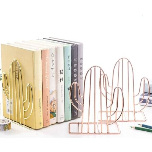 Nordic Style Book Shelf 2pcs Holder Support Bookends Decorative Study Cactus Shaped Stand Storage Non-Skid Desk Organizer Office