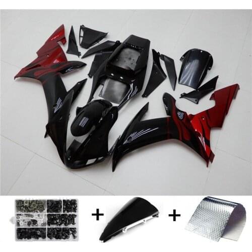 Artudatech Motorcycle Complete ABS Black Red Injection Molded Fairing Kit for Yamaha YZF R1 2002 2003 Bodywork