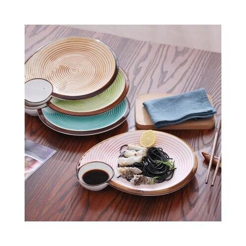 Creative ceramic plate Manual coloured drawing or pattern bring sauce dish creative son motherboard dumpling dish for breakfast