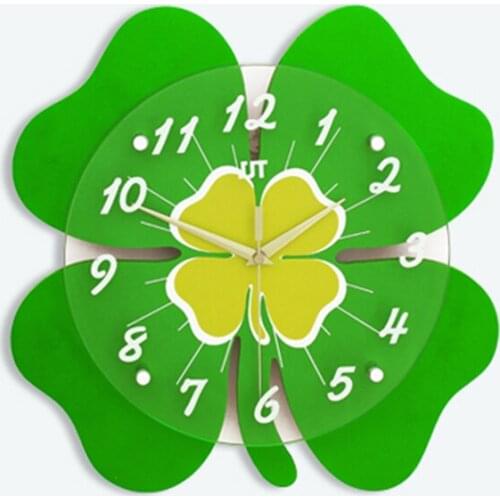 Creative Wall Clock Living Room Simple Modern Design Digital Wall Clock Electronic Kitchen Watch Home Decor Four-Leaf Clover B42