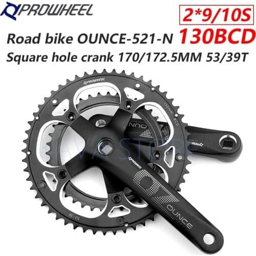 PROWHEEL 130BCD Crankset Road Bike Square Hole Double Sprockets 170/172.5mm 53/39T Bracket Racing Bicycle Cranks Parts