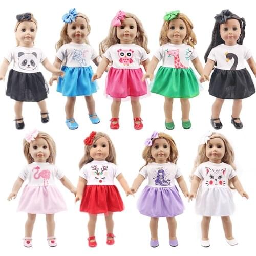 Doll Unicorn Mermaid PandClothes Mermaid Dresses+Hair Clip For 18 Inch American&43Cm Baby Born Generation Christmas Girls Gift