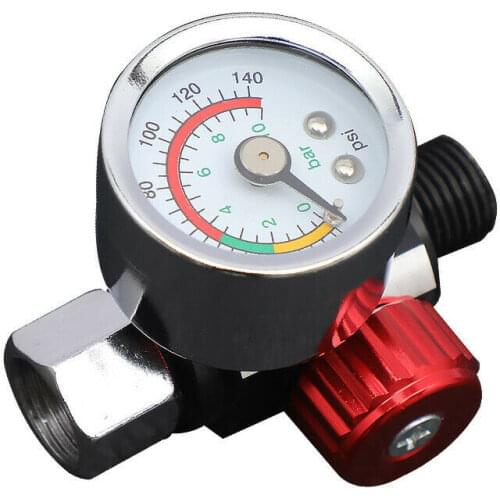 Mayitr 1pc Red Mini Air Pressure Regulator Gauge Valve 1/4" Relief Paint Spraygun Tool Accessories