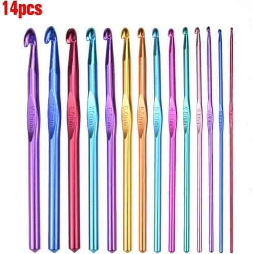 Color Alumina Crochet 14-piece Set Metal Sweater Aluminum Handmade Crochet Set Crochet Knitting DIY Crochet Single And Knit C4H0