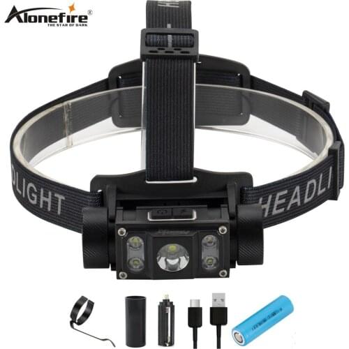 Alonefire HP53 Bright L2 LED Headlamp Flashlight Type-C Rechargeable Lantern Waterproof Tactical Camping Head Torch Light