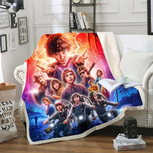 Stranger things 3D Printing Plush Fleece Blanket Adult Fashion Quilts Home Office Washable Duvet Casual Kids Sherpa Blanket 003