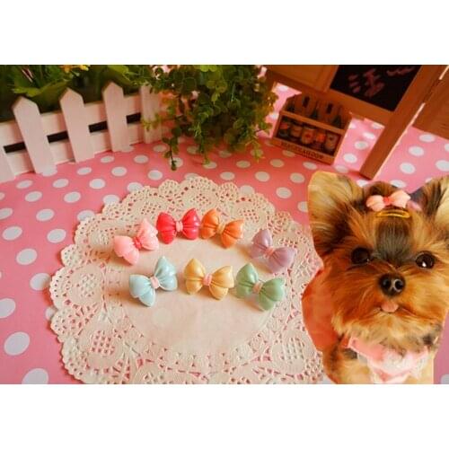 Handmade Pet dog jelly bow holder Teddy VIP Yorkshire top clamp Dog hairpin accessories Pet grooming 40pcs