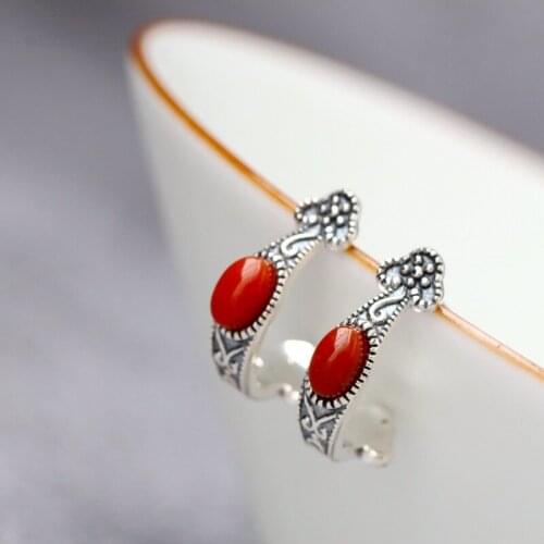 Wholesale 925 sterling silver restoring ancient ways flexibly stud earrings with natural south onyx tremella nail